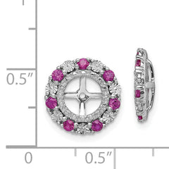 Sterling Silver Rhodium Ruby Earring Jackets Elegant July Birthstone