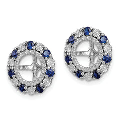 Sterling Silver Rhodium Created Sapphire Earring Jacket