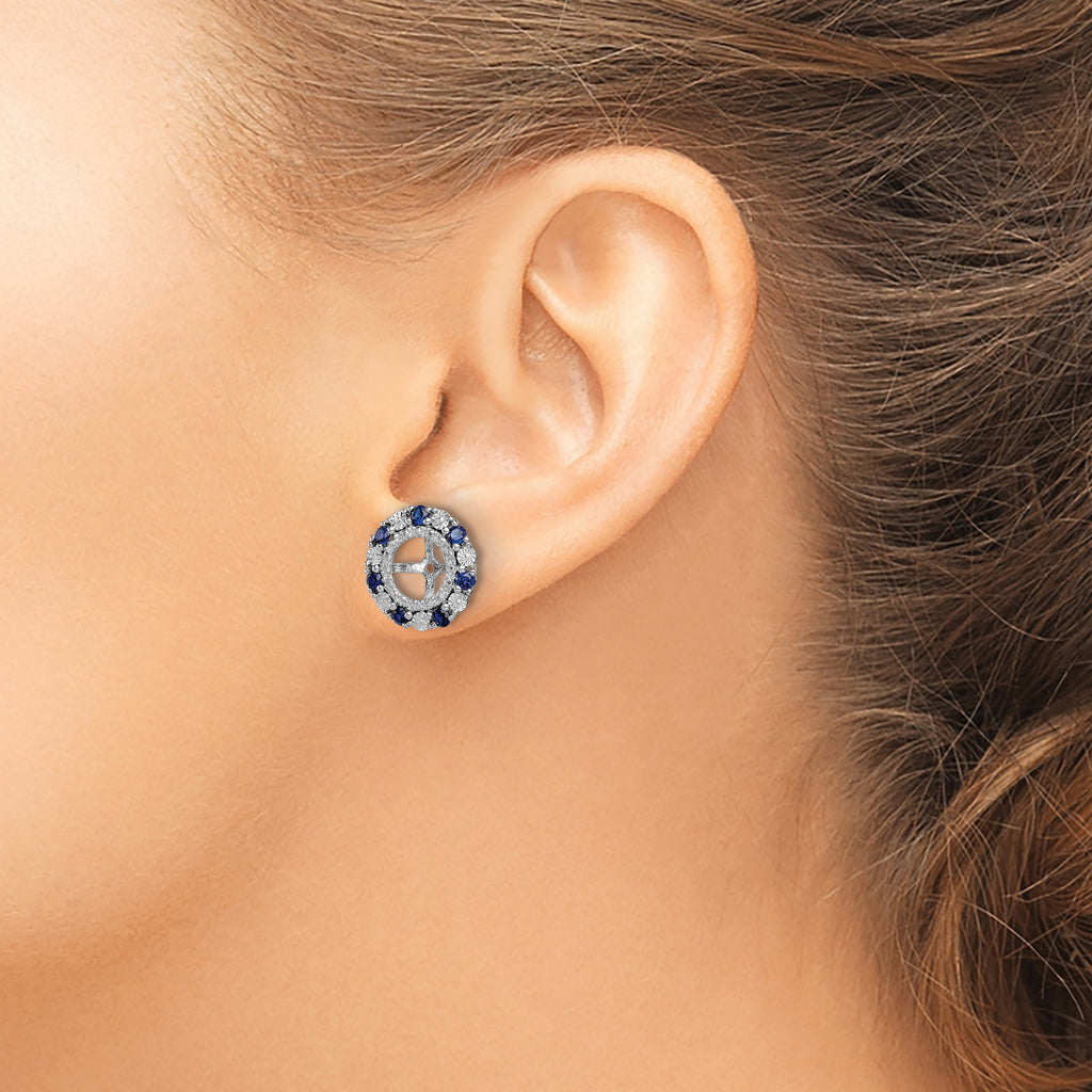 Sterling Silver Sapphire Earring Jackets with Polished Rhodium Finish