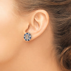 Sterling Silver Sapphire Earring Jackets with Polished Rhodium Finish