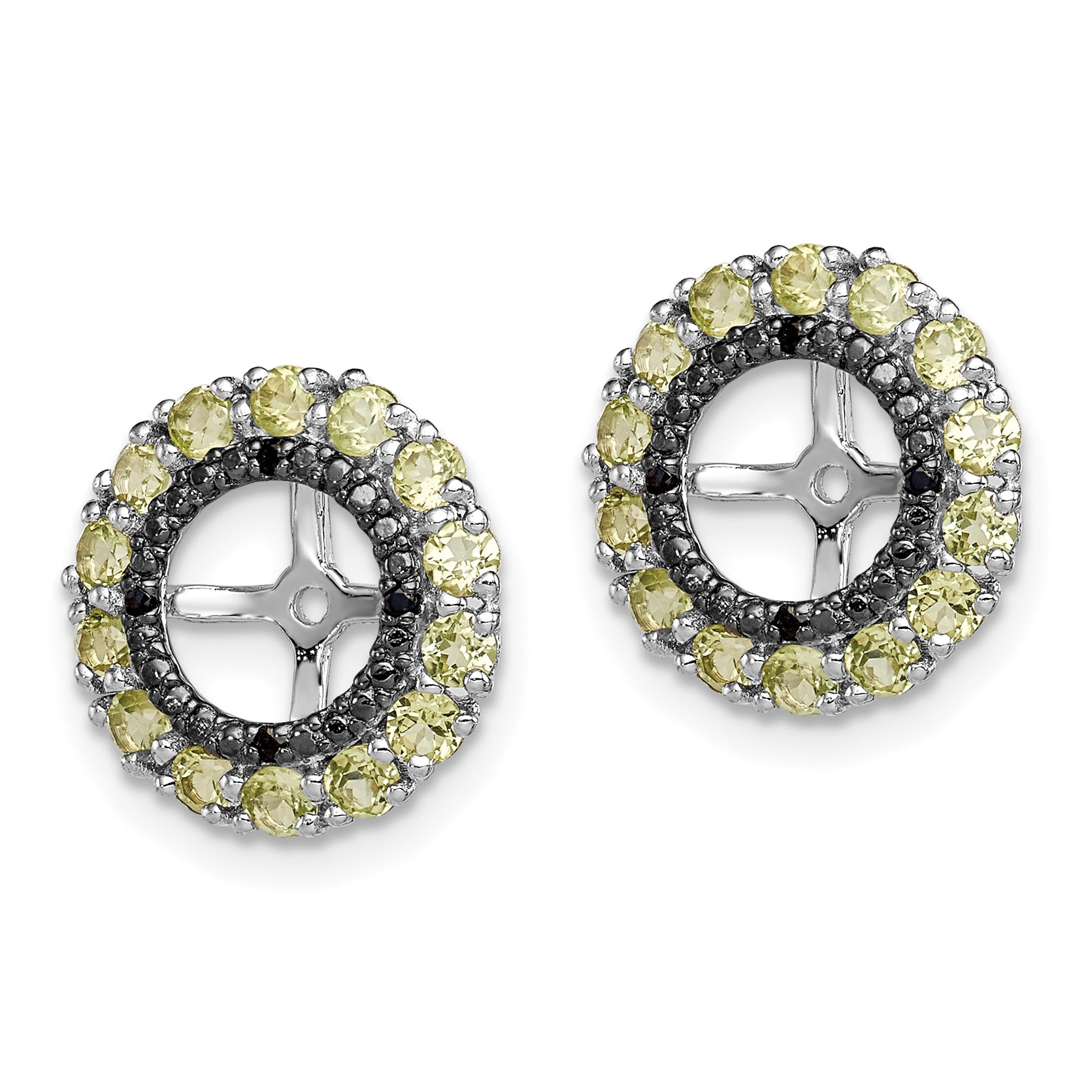 Sterling Silver Peridot & Black Sapphire Earring Jackets Polished & Rhodium-Plated Secondary image