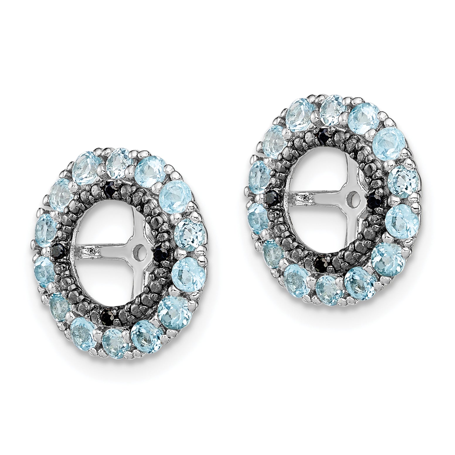 Sophia Jewelers Sterling Silver Rhodium Earring Jackets with Blue Topaz and Black Sapphire Secondary image