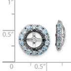 Sophia Jewelers Sterling Silver Rhodium Earring Jackets with Blue Topaz and Black Sapphire