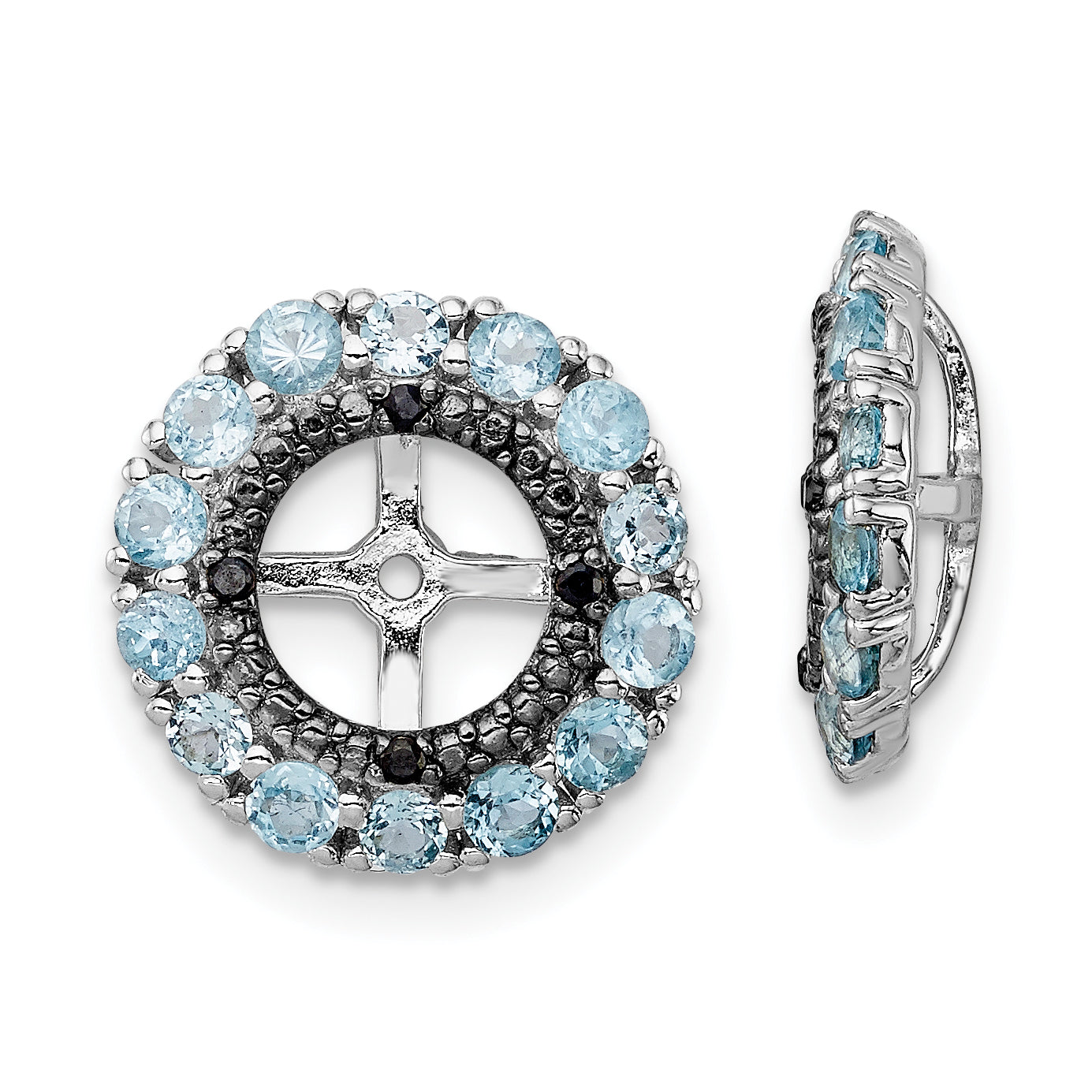 Sterling Silver Rhodium Swiss Blue Topaz & Black Sapphire Earring Jacket Main image