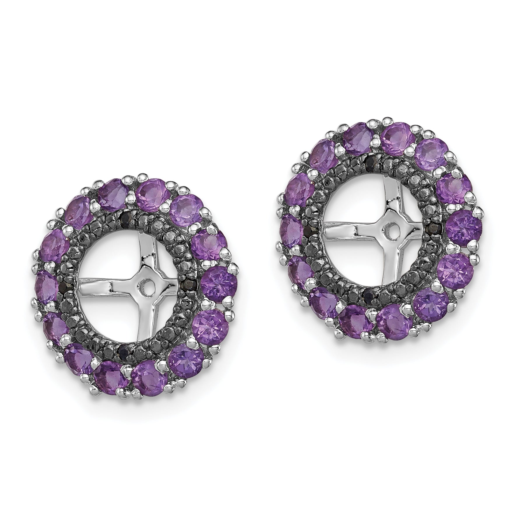 Sophia Jewelers Sterling Silver Amethyst & Black Sapphire Earring Jackets Secondary image