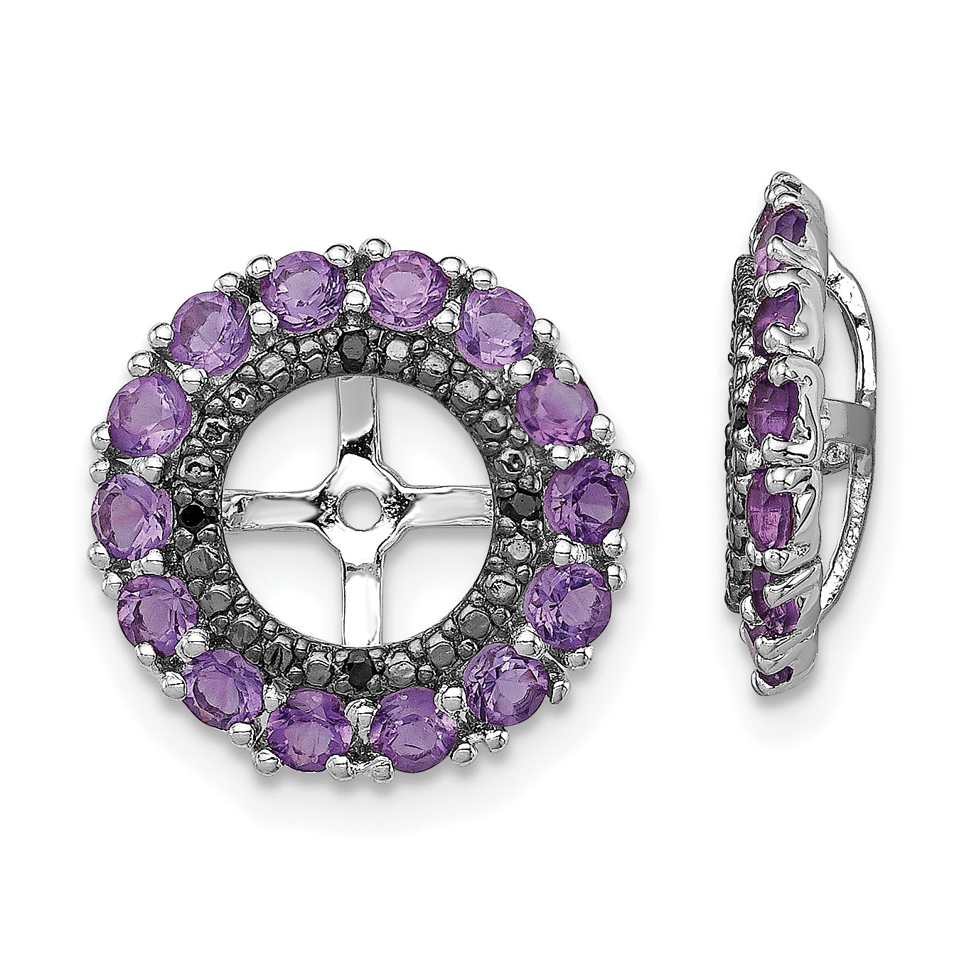 Sterling Silver Rhodium Amethyst & Black Sapphire Earring Jacket Main image