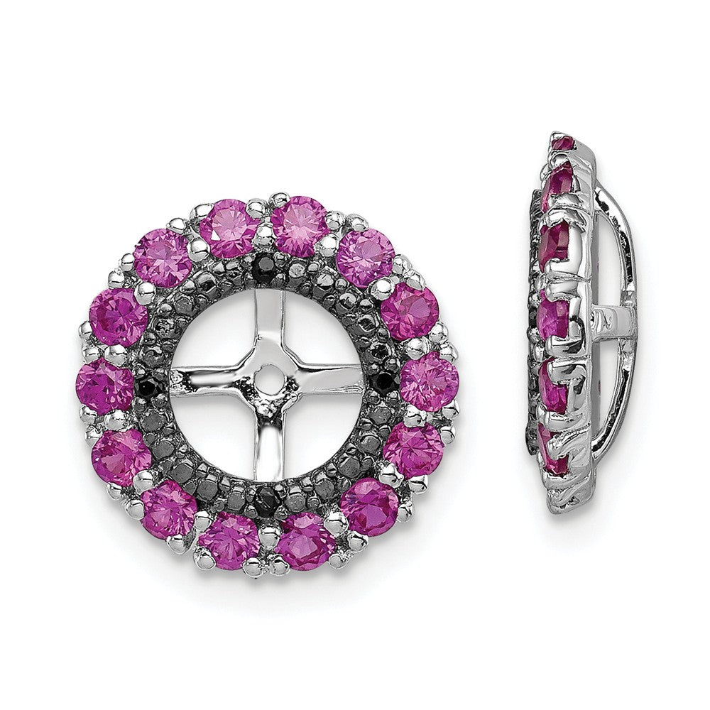 Sterling Silver Rhodium Created Ruby & Black Sapphire Earring Jacket