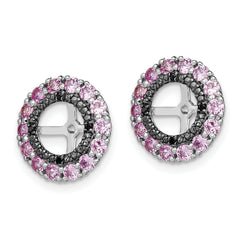 Sterling Silver Rhodium Crted Pink Sapphire & Black Sapphire Earring Jacket