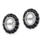 Sterling Silver 925 Earring Jackets with Black Sapphire & Diamond Prong Set