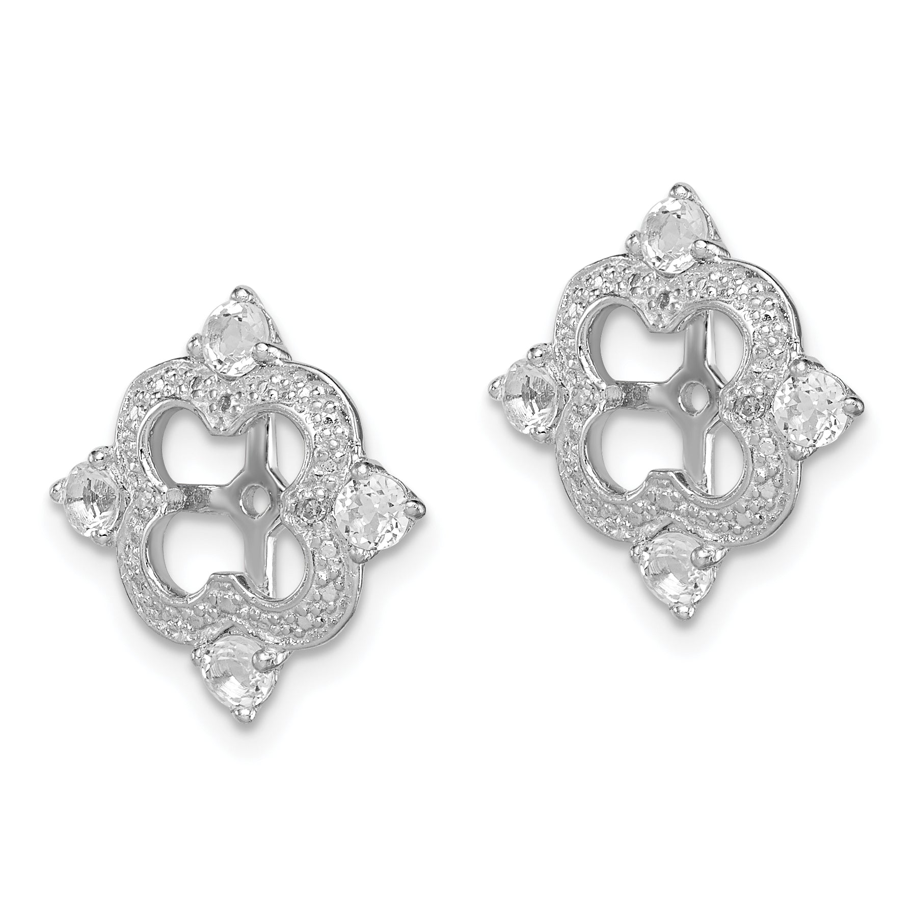Sophia Jewelers Sterling Silver White Topaz & Diamond Earring Jackets Elegant Polished Finish Secondary image