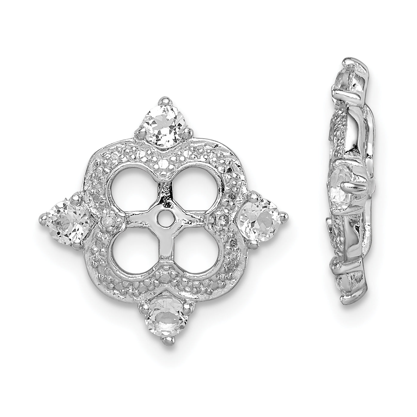 Sterling Silver Rhodium Diam. & White Topaz Earring Jacket Main image