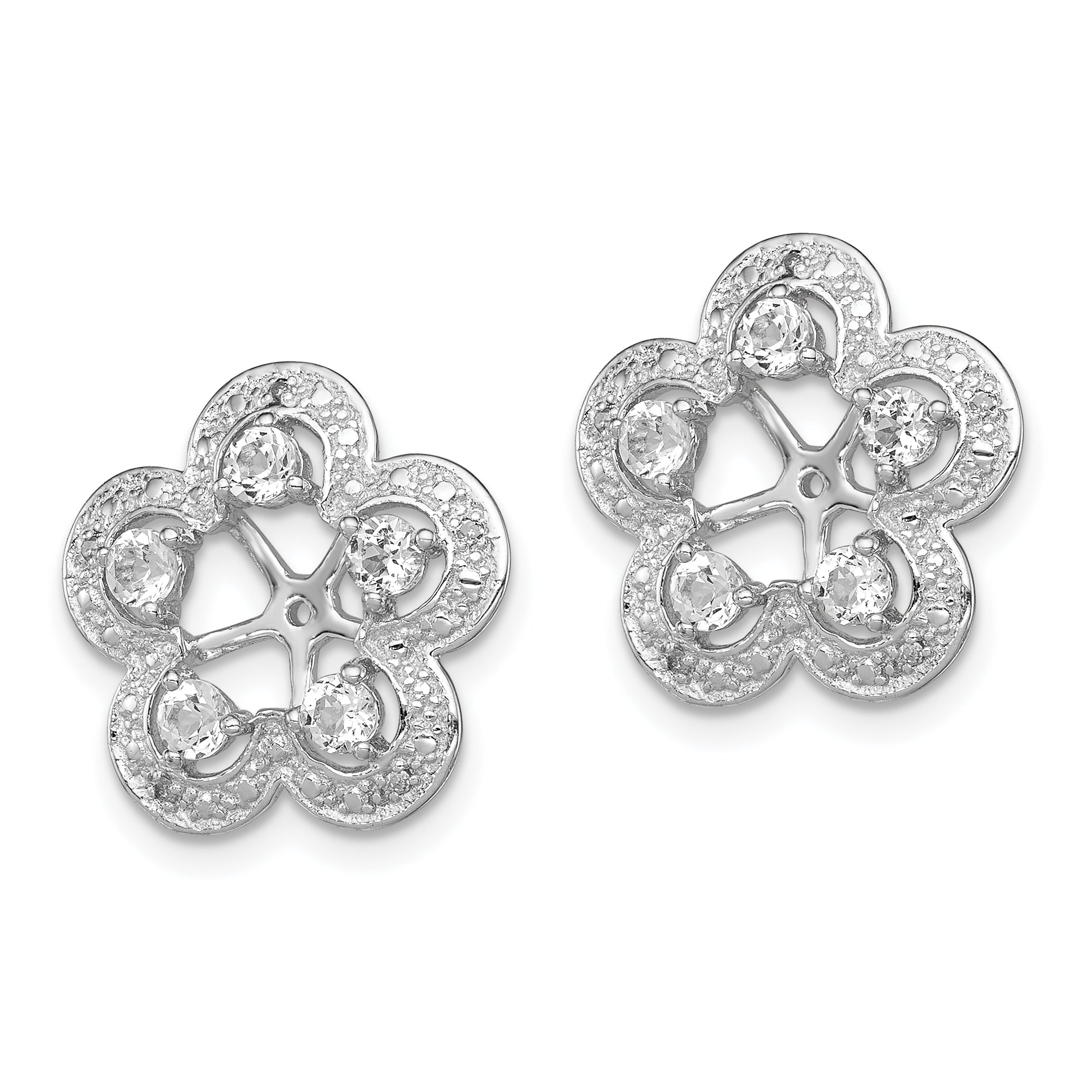 Sterling Silver Rhodium-Plated Earring Jackets with White Topaz & Diamond Secondary image