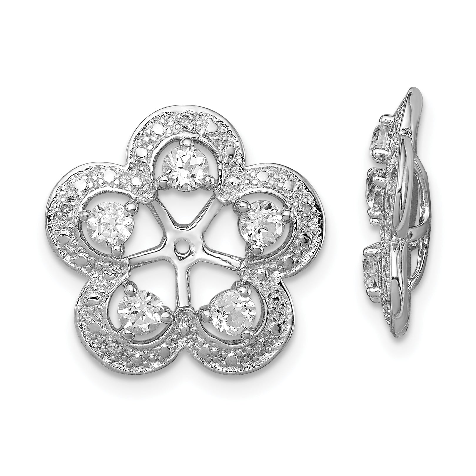 Sterling Silver Rhodium Diam. & White Topaz Earring Jacket Main image
