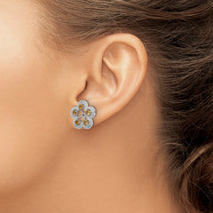 Sterling Silver 925 Rhodium Citrine Diamond Earring Jackets Elegant Women's Birthstone Design