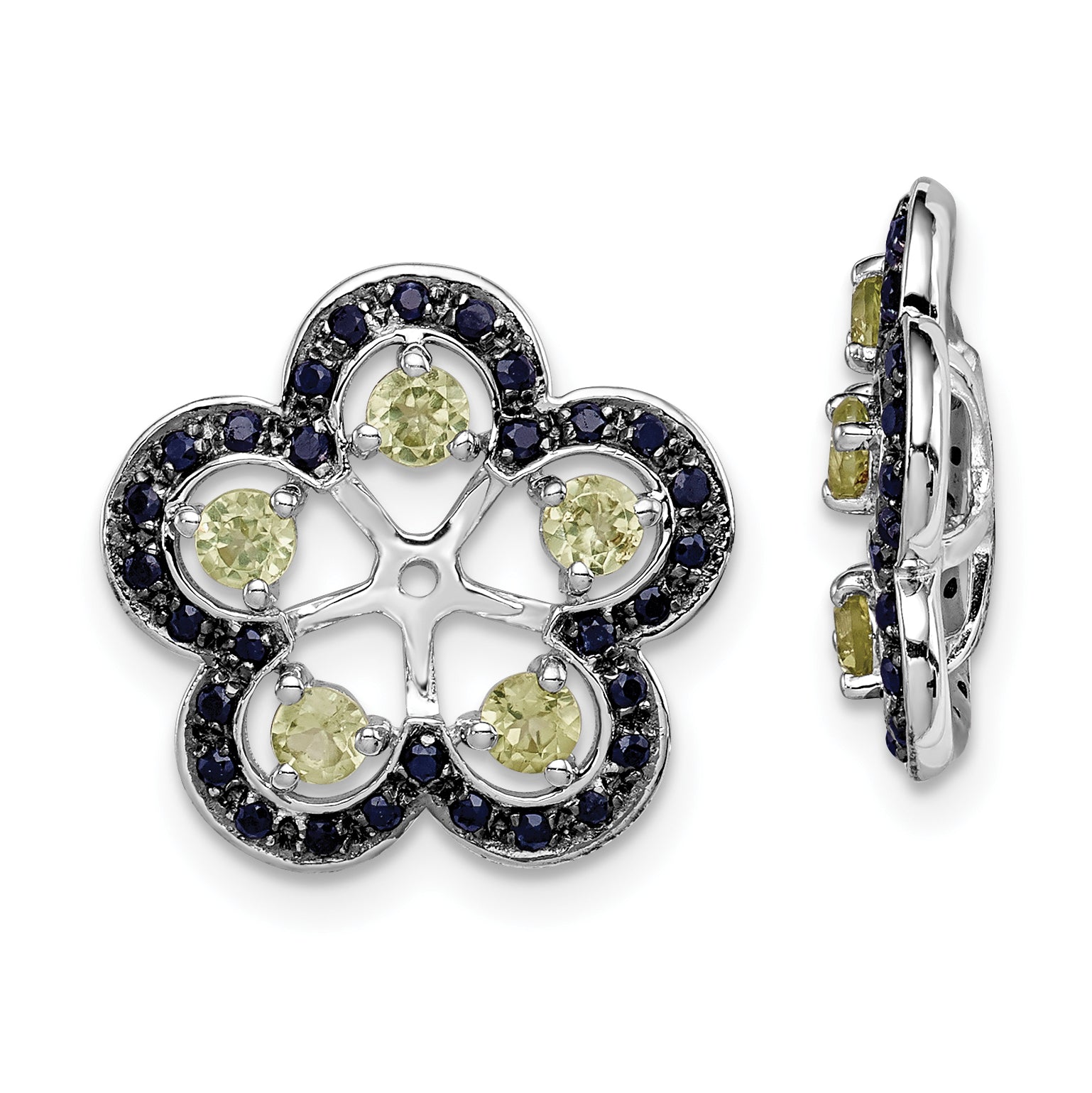 Sterling Silver Rhodium Peridot & Black Sapphire Earring Jacket Main image