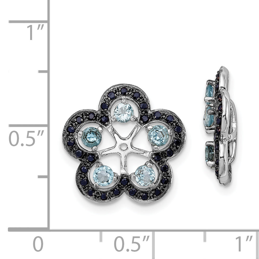 Sterling Silver Blue Topaz & Black Sapphire Earring Jackets by Sophia Jewelers Secondary image