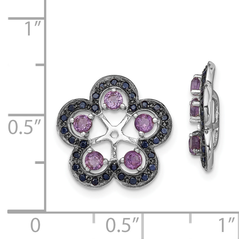 Sterling Silver Amethyst & Black Sapphire Earring Jackets with Rhodium Finish Secondary image