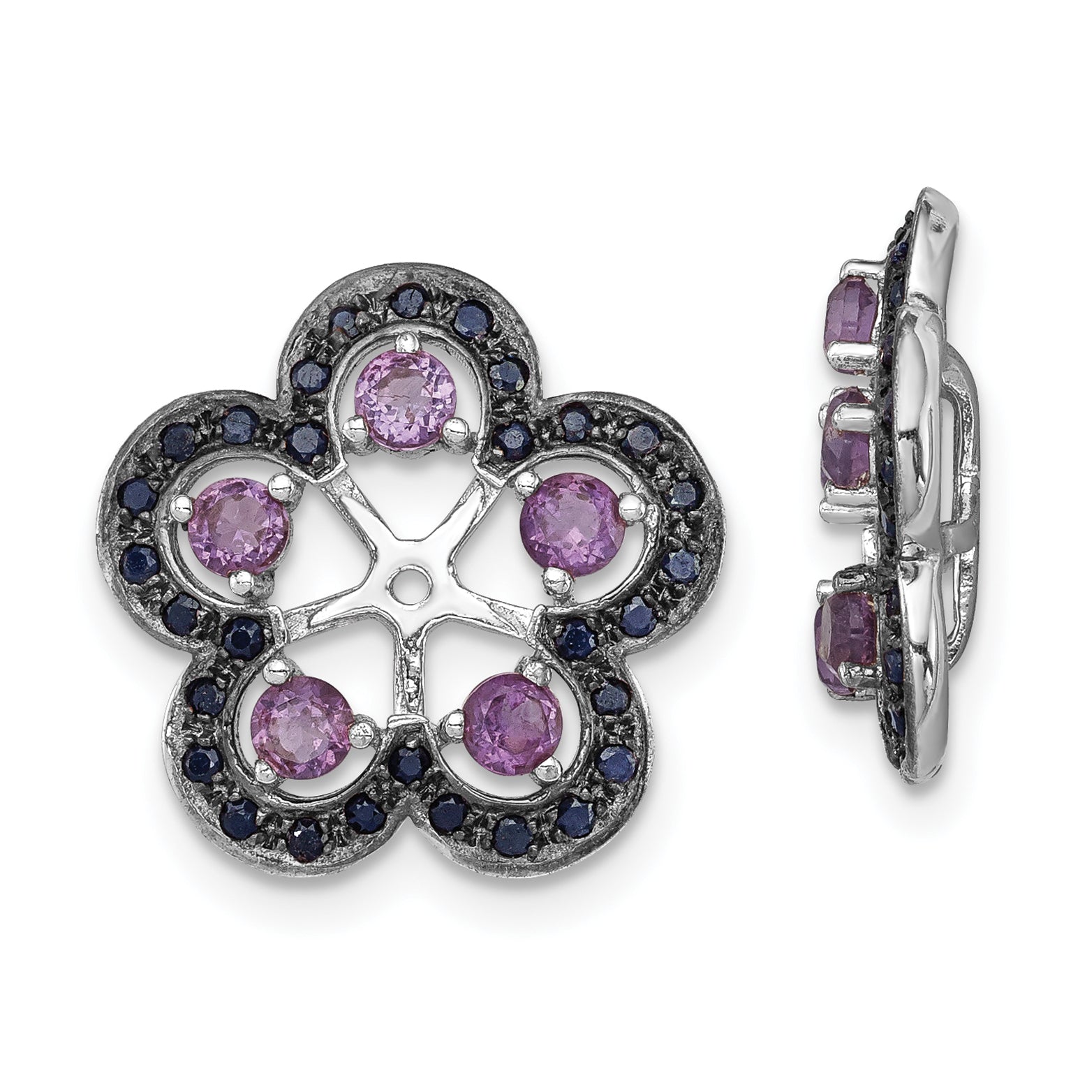 Sterling Silver Rhodium Amethyst & Black Sapphire Earring Jacket Main image