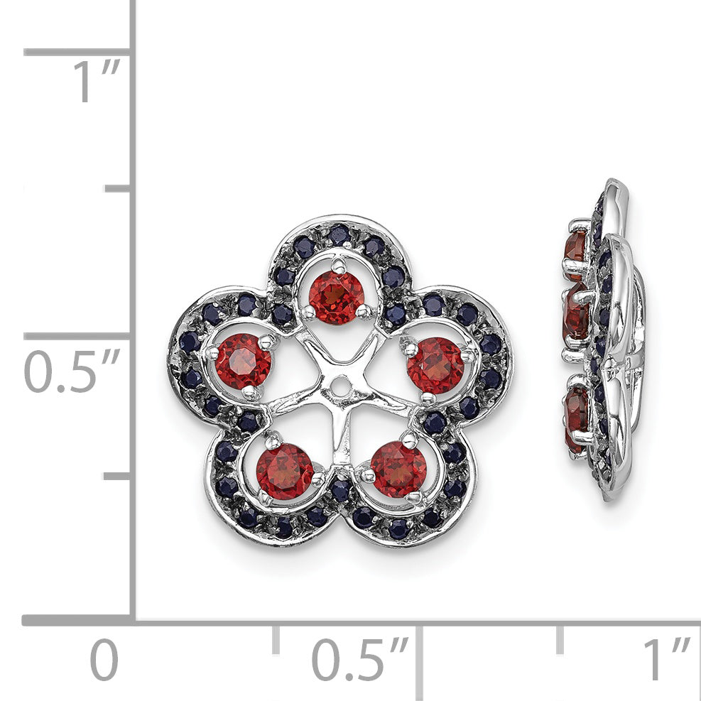 Sophia Jewelers Sterling Silver Garnet Black Sapphire Earring Jackets  Elegant Birthstone Design