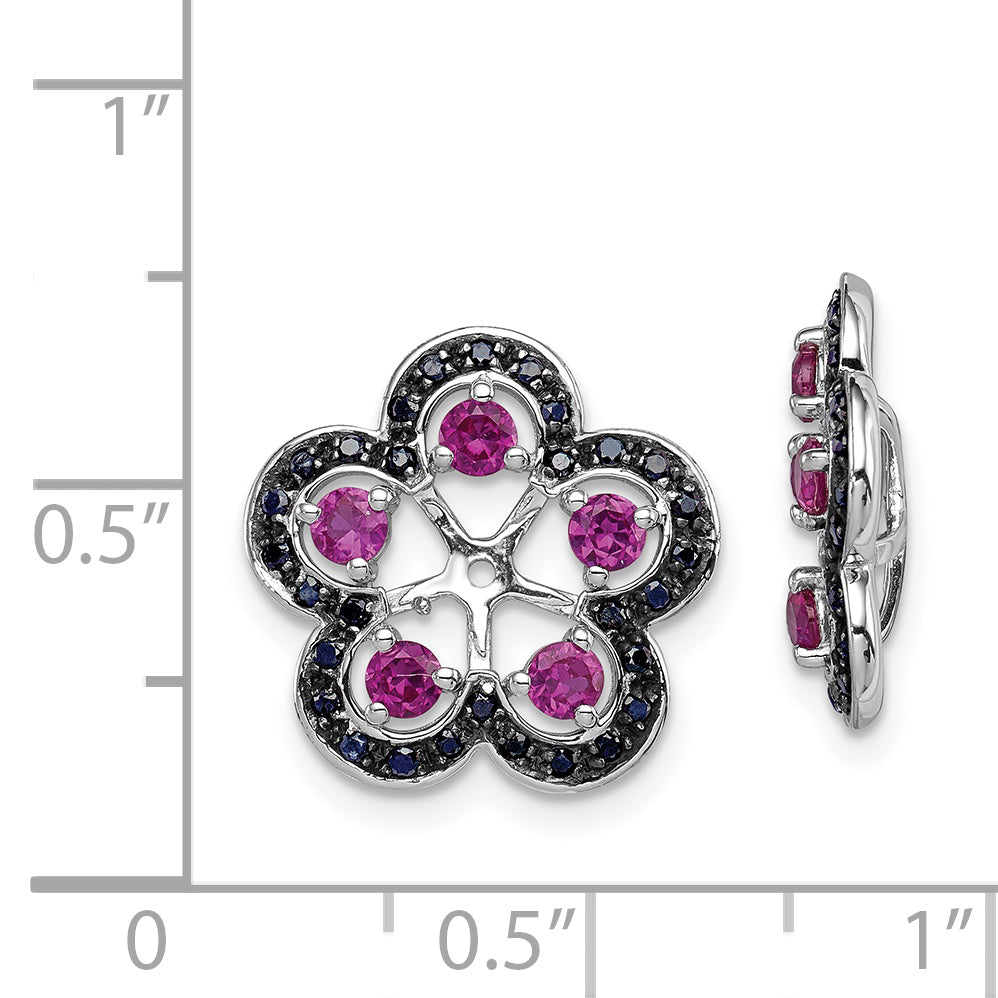 Sterling Silver 925 Ruby & Black Sapphire Earring Jackets Elegant Women's Birthstone Style Secondary image