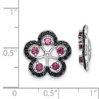 Sterling Silver Rhodium Earrings with Rhodolite Garnet and Black Sapphire