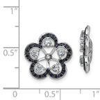 Sterling Silver Aquamarine & Black Sapphire Earring Jackets with Rhodium Finish