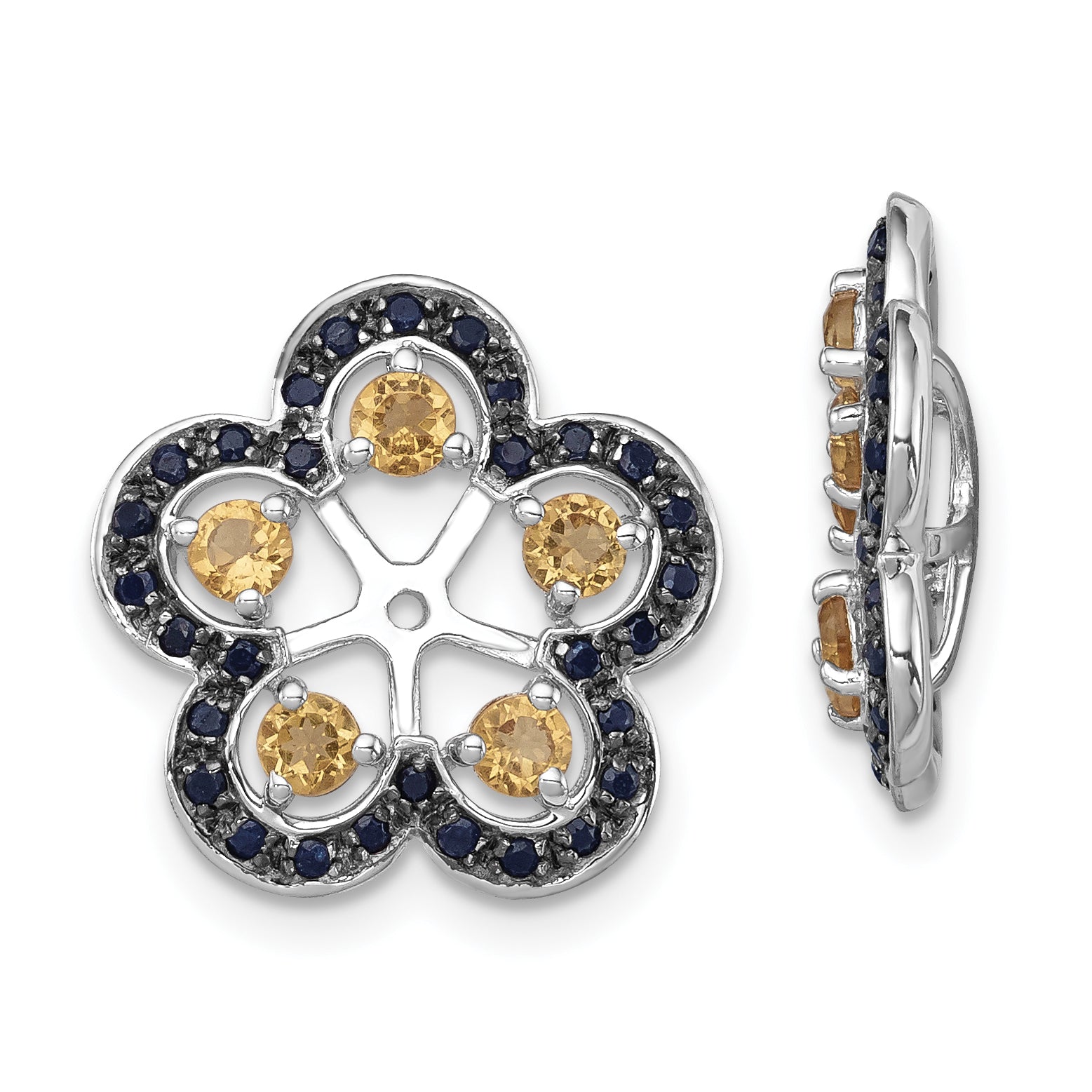 Sterling Silver Rhodium Citrine & Black Sapphire Earring Jacket Main image