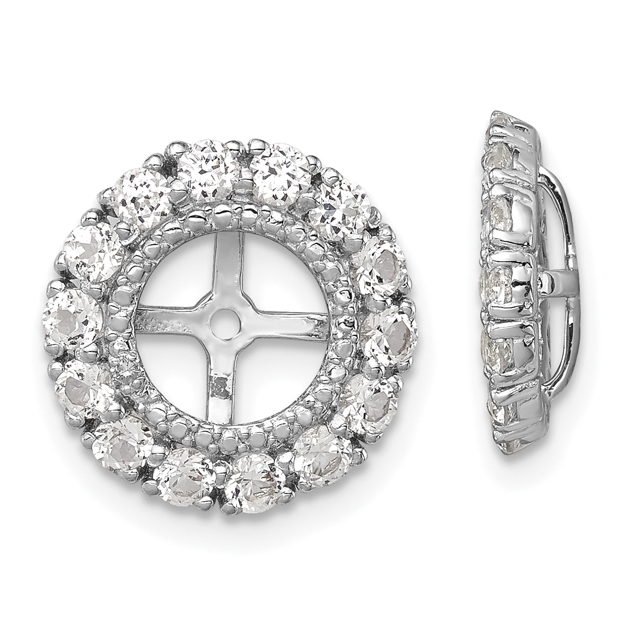 Sterling Silver Rhodium Diam. & White Topaz Earring Jacket Main image