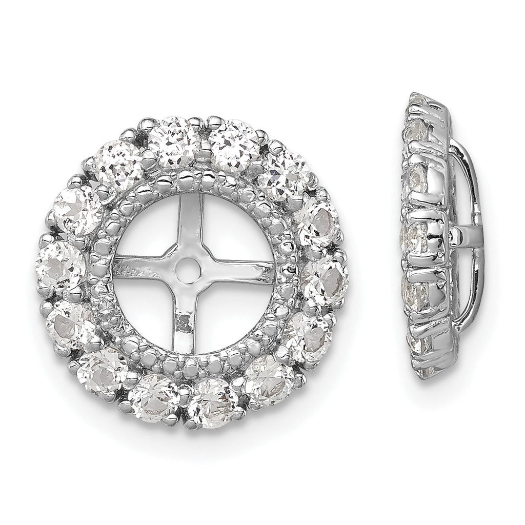 Sterling Silver Rhodium Diam. & White Topaz Earring Jacket