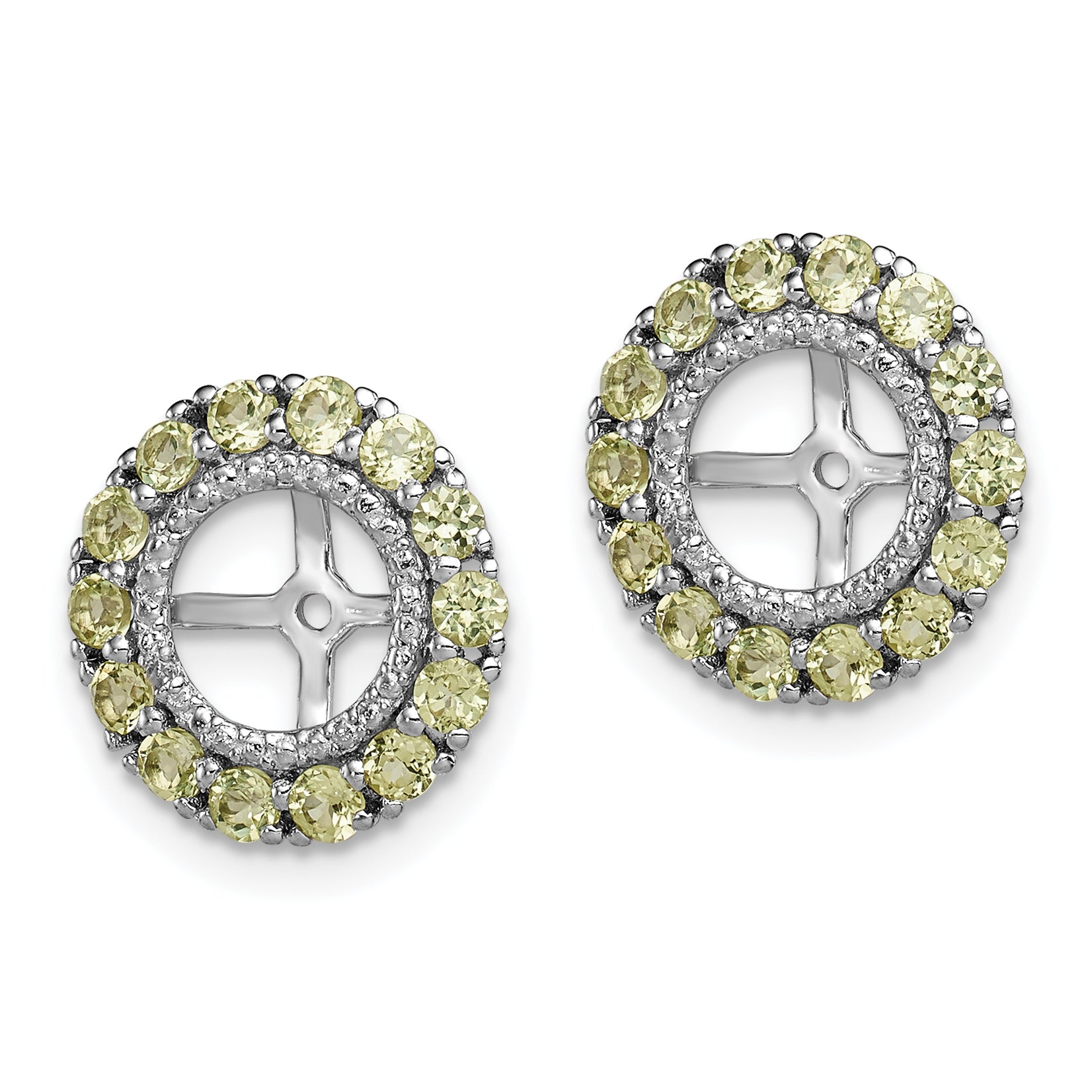 Sophia Jewelers Sterling Silver Peridot Diamond Earring Jackets Elegant Birthstone Design Secondary image