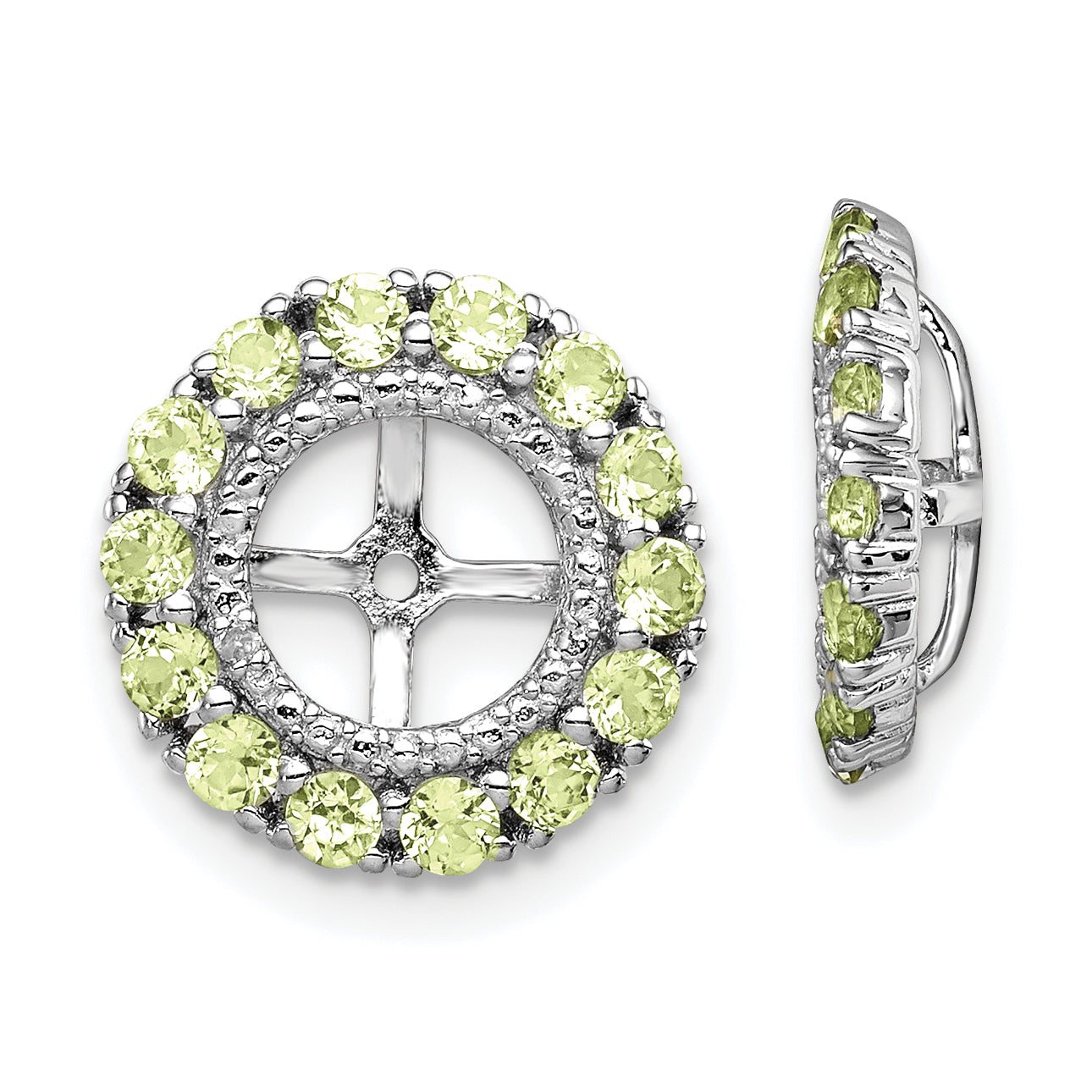 Sterling Silver Rhodium Diam. & Peridot Earring Jacket Main image