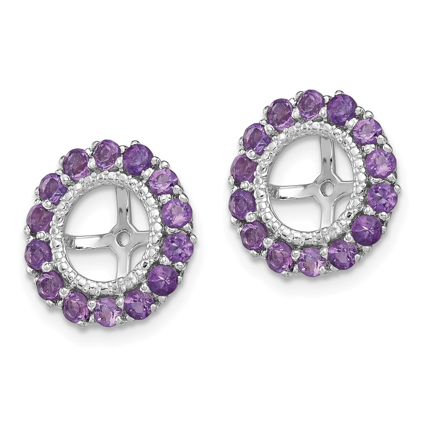 Sterling Silver 925 Earring Jackets with Amethyst & Diamond Elegance Secondary image