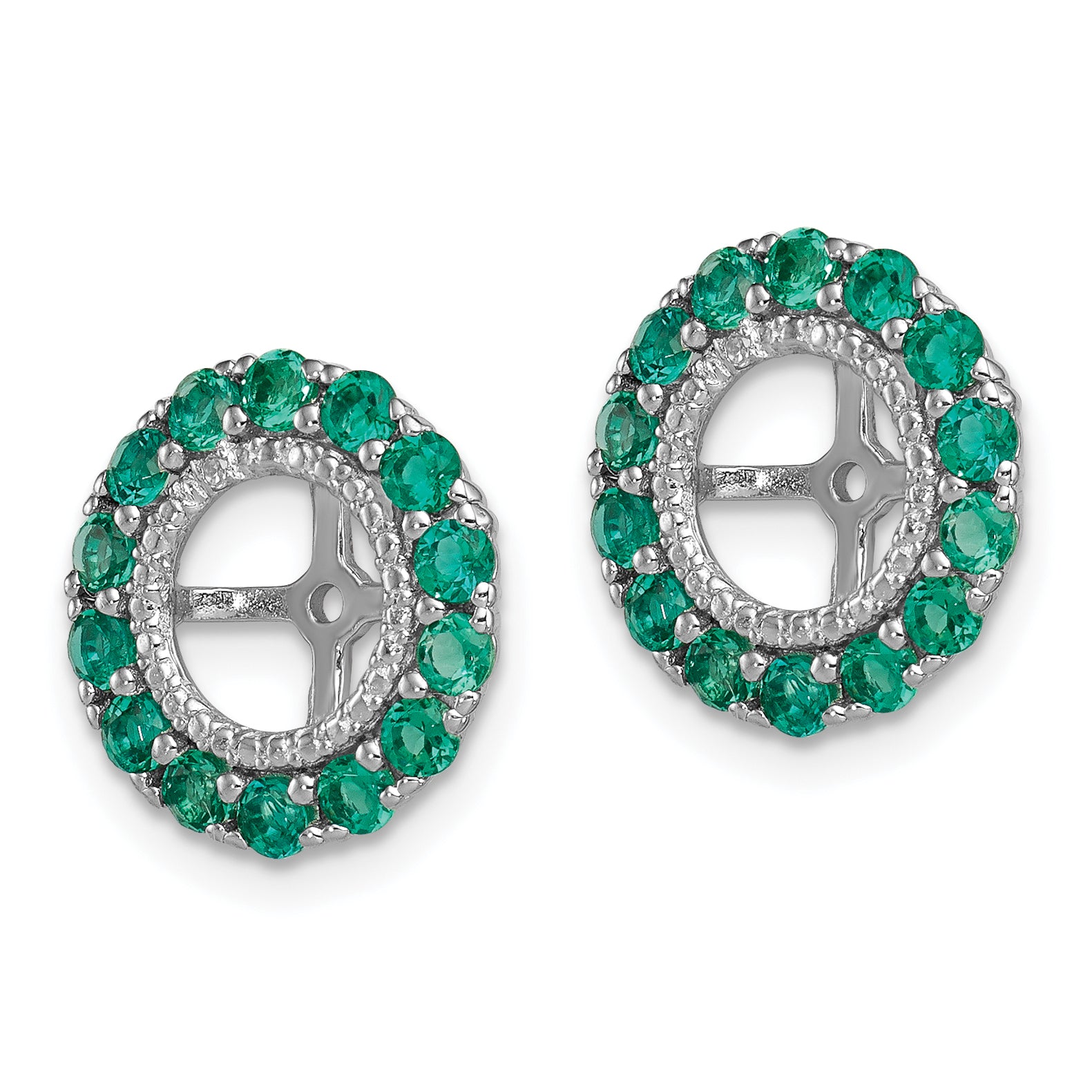 Sterling Silver Earring Jackets with Lab-Created Emeralds & Diamonds Secondary image