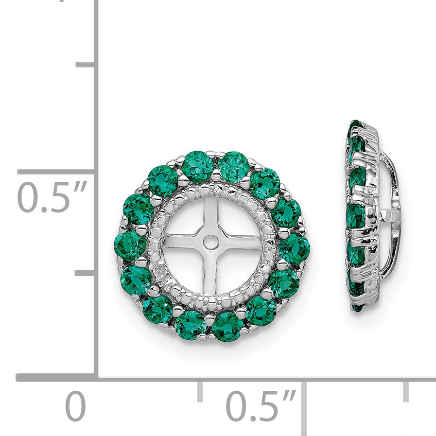 Sterling Silver Earring Jackets with Lab-Created Emeralds & Diamonds