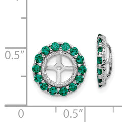 Sterling Silver Earring Jackets with Lab-Created Emeralds & Diamonds