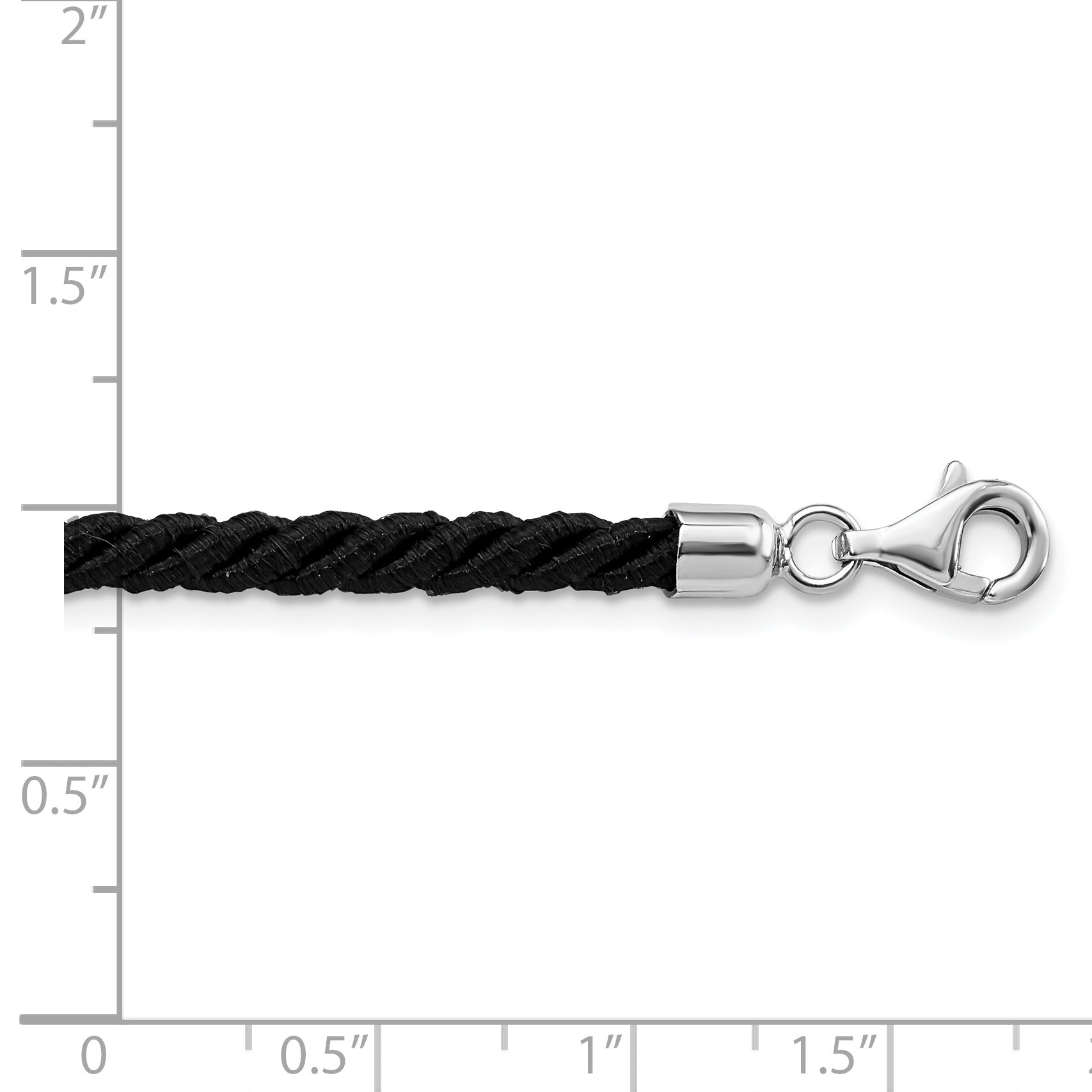 Sterling Silver Rhodium-plated 16inch Black Satin Cord Necklace Secondary image