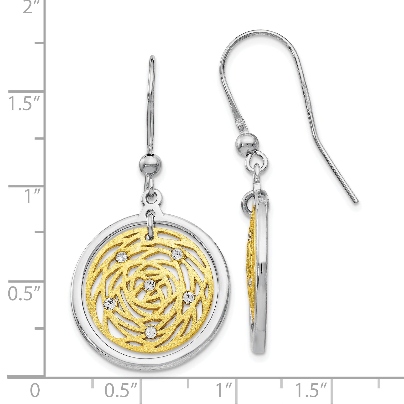 Sophia Jewelers Sterling Silver CZ Dangle Earrings with Gold-Tone Finish