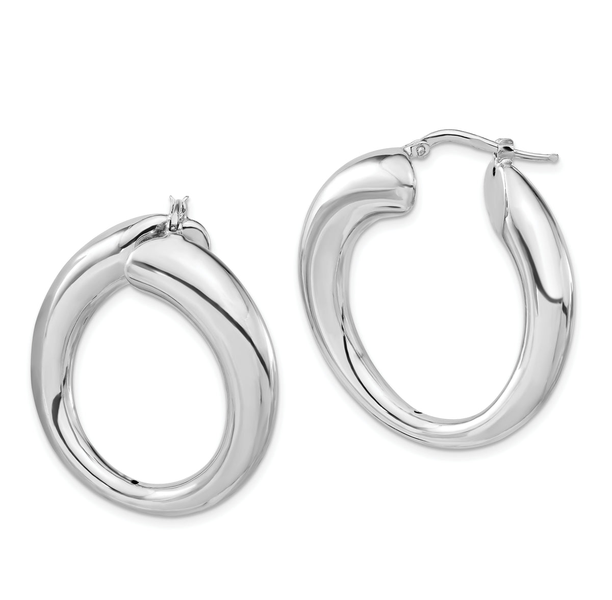 Sterling Silver Polished Twisted Round Hoop Earrings