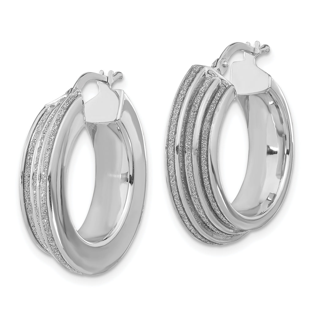 Sophia Jewelers Sterling Silver 925 Glitter Infused Polished Hoop Earrings
