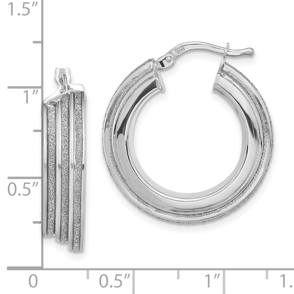 Sophia Jewelers Sterling Silver 925 Glitter Infused Polished Hoop Earrings