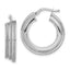Sterling Silver Polished Glitter Infused Round Hoop Earrings