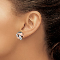 Sterling Silver Rose Rhodium-plated Post Earrings