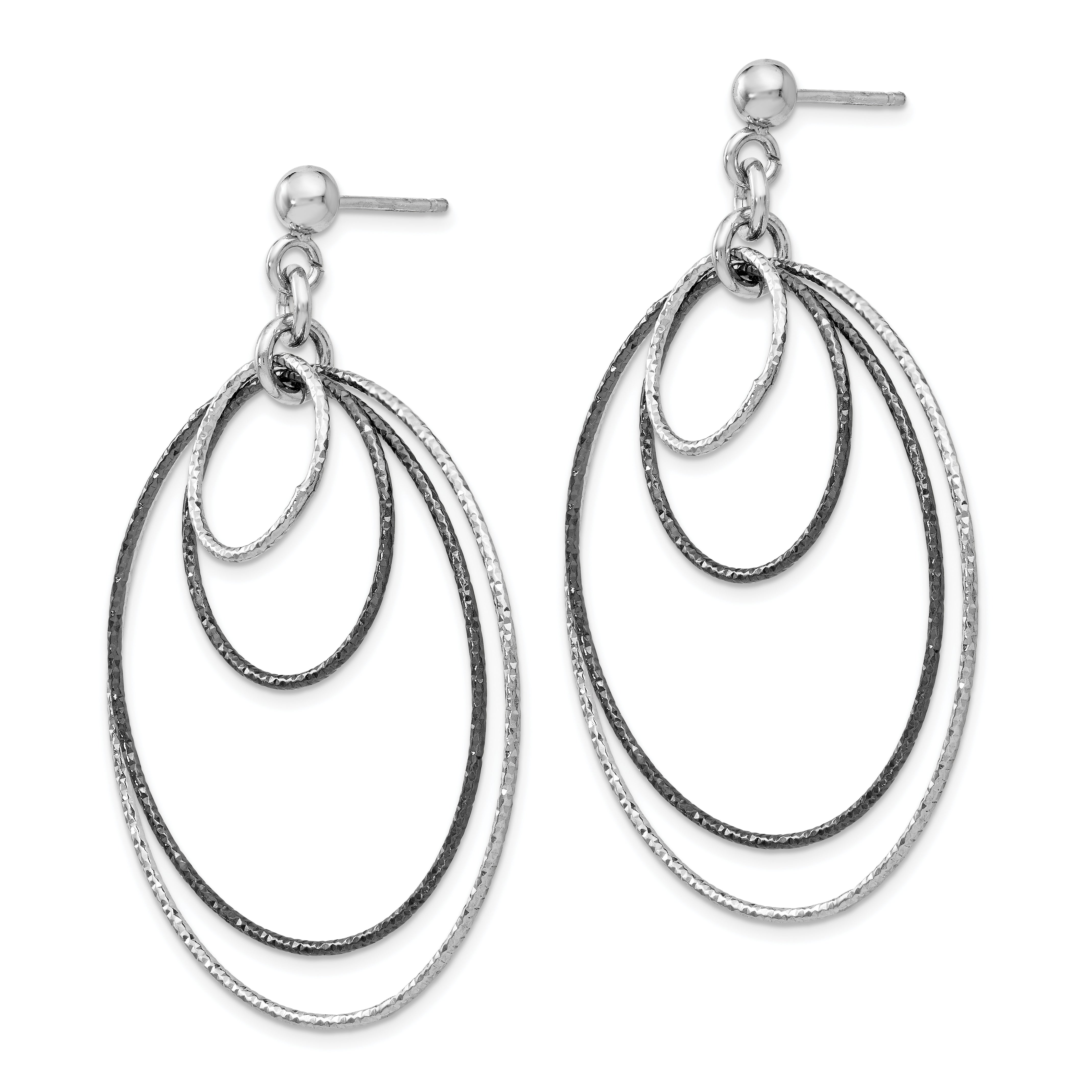 Sophia Jewelers 925 Sterling Silver Textured Hoop Earrings Ruthenium Plated