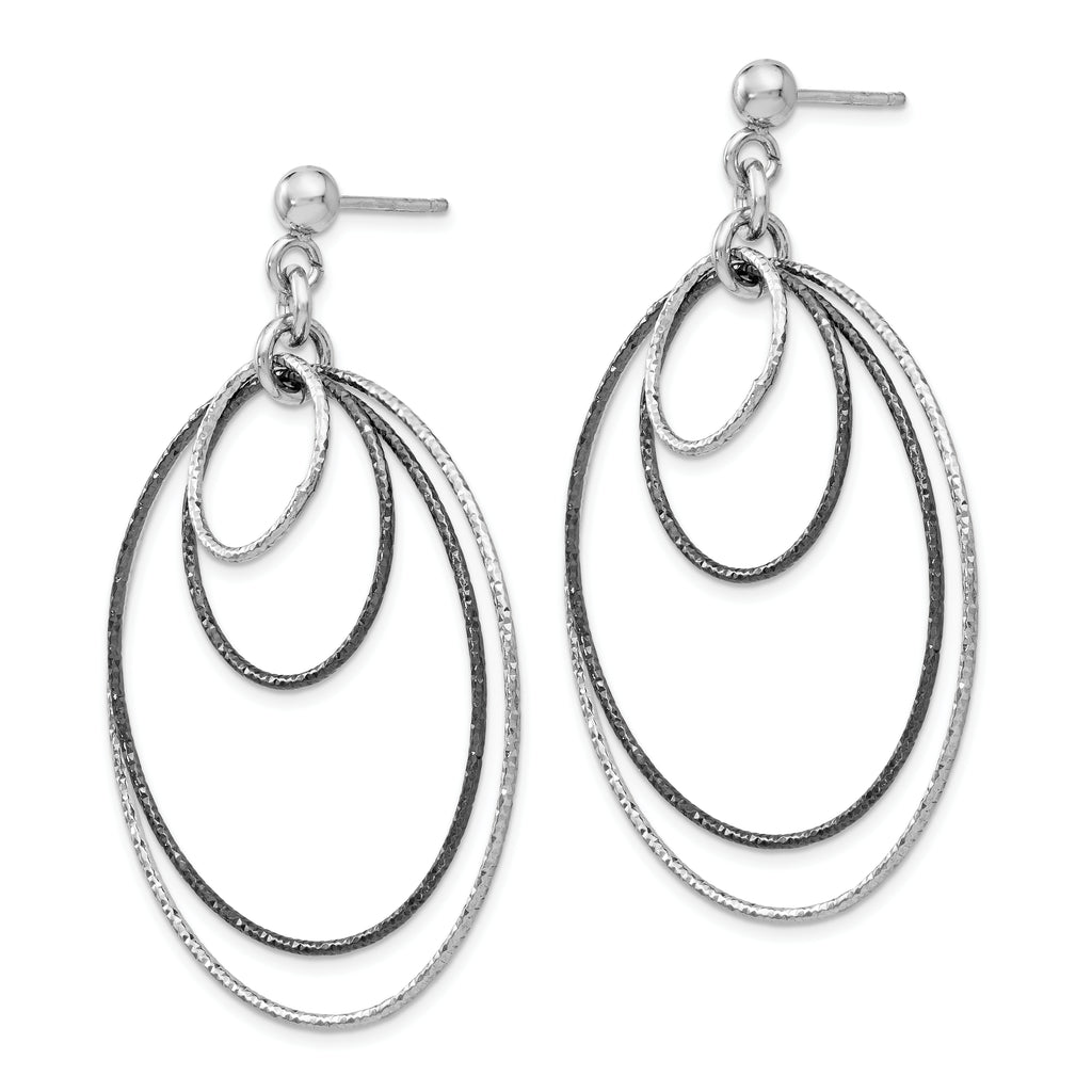 Sophia Jewelers 925 Sterling Silver Textured Hoop Earrings Ruthenium Plated