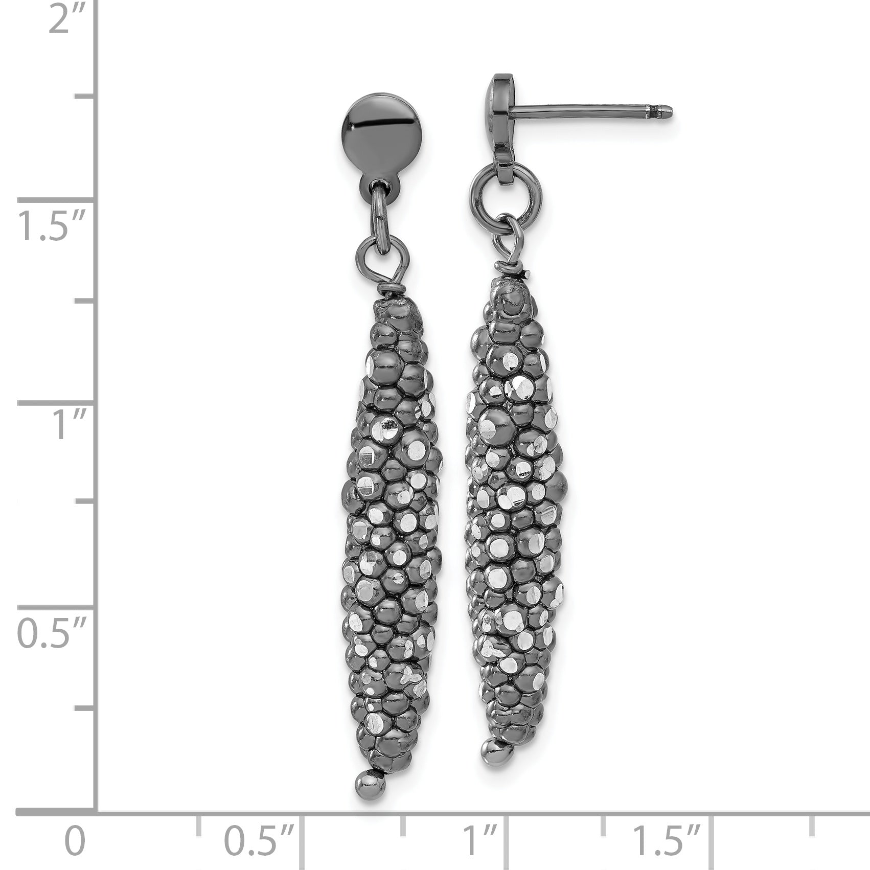 Sophia Jewelers Sterling Silver Ruthenium Plated Textured Dangle Earrings Secondary image