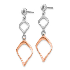 Sterling Silver Rose Gold-plated Post Dangle Earrings