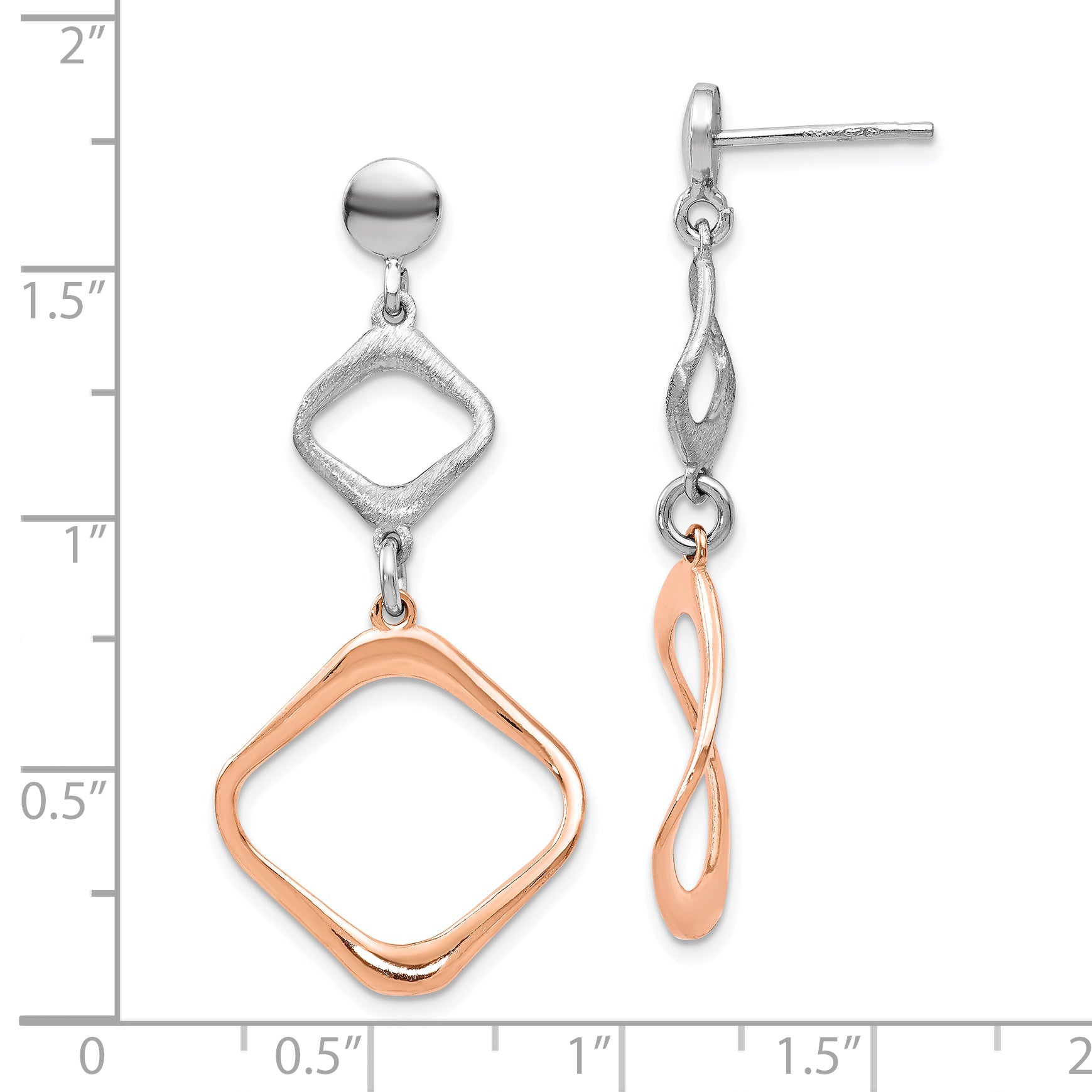Sterling Silver Rose Gold-plated Post Dangle Earrings