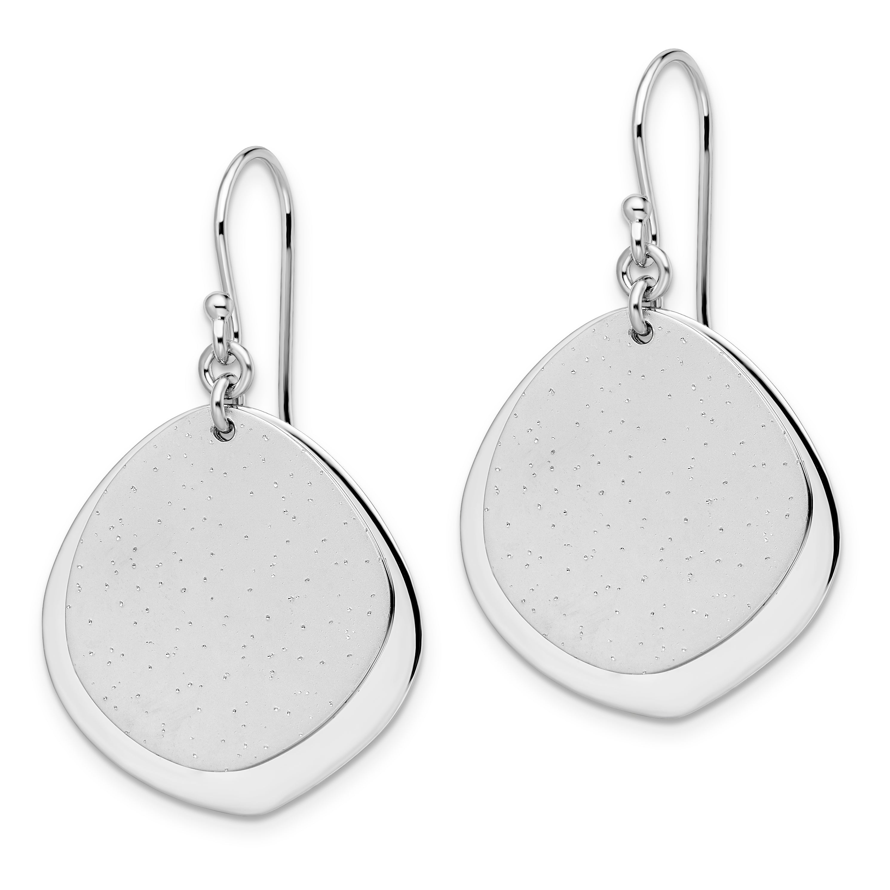 Sterling Silver 925 Rhodium-Plated Dangle Earrings with Polished Finish