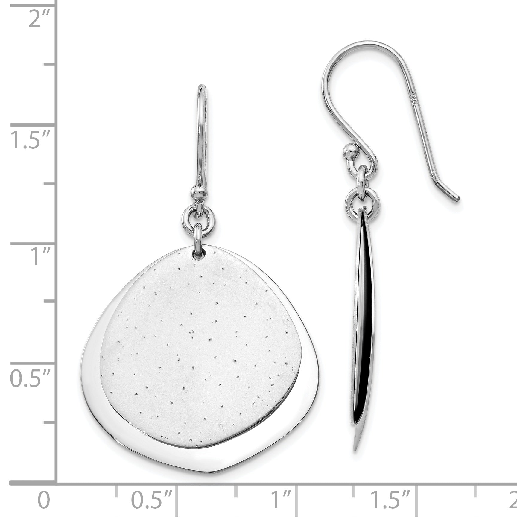 Sterling Silver 925 Rhodium-Plated Dangle Earrings with Polished Finish
