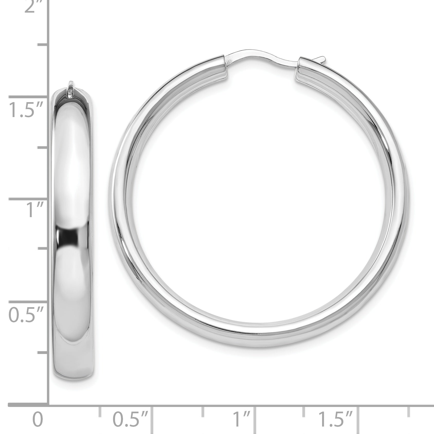 Sophia Jewelers 925 Sterling Silver Polished Hoop Earrings Rhodium Plated